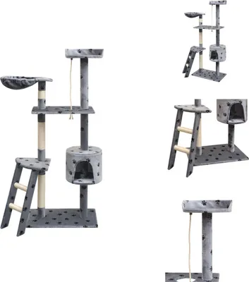 Produktbild von vidaXL Katzen-Kratzbaum 150 cm Pfoten-Aufdruck Grau -  Kratzbäume