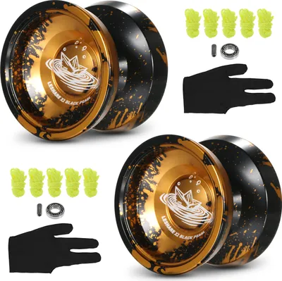 Produktbild von 2er-Pack Aluminium-Yo-Yo-Kugeln Wettbewerbsfaehiges Yo-Yo-Geschenk mit Lagerschnueren und Handschuhen