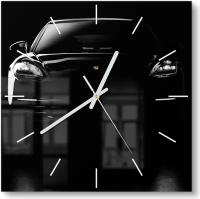 Produktbild von DEQORI Glasuhr 30x30 cm Modern 'Porsche Panamera Front' Wanduhr Glas Uhr Design leise