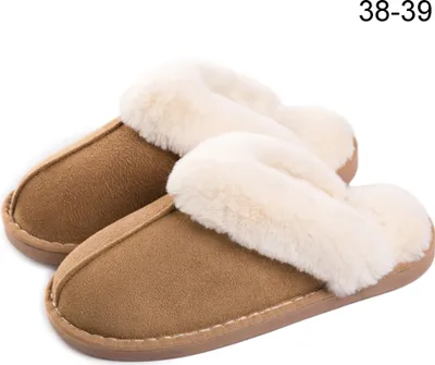 Produktbild von Damen Hausschuhe Herren Hausschuhe Winter warm Plüsch Pelz weich rutschfest Hausschuhe Indoor Outdoor 38-39