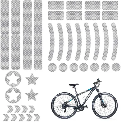 Produktbild von Reflektoren Aufkleber Sticker (42 Stück) HiPerformance Reflexfolie Set zur Sicherungs-Markierung von Kinderwagen, Fahrrädern, Helmen mit Stickern - selbstklebend und hochreflektierend