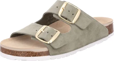 Produktbild von Rohde Damen Pantolette Leder Schnalle Kork Fußbett Elba 1711, Größe:38 EU, Farbe:Grün
