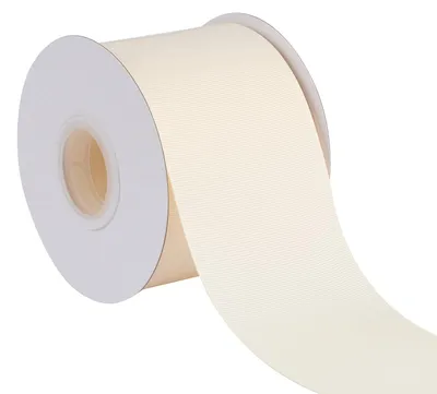 Grosgrain-Band 75 mm x 22 m, Polyester, Elfenbein