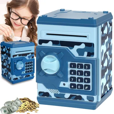 Produktbild von Elektronische Spardose Kinder Geldautomat Tresor Safe Automatischer, Geschenk, Juksun,Blau
