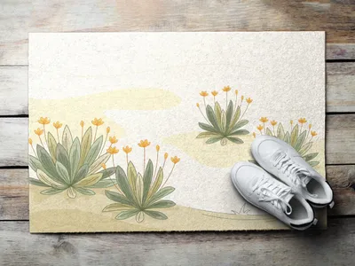Produktbild von Fußmatte Aussen - Schuhmatte Haustür- Schmutzfangmatte Türvorleger - Outdoor Teppich Schmutzfänger - 90x60 cm - Wüstenblumen