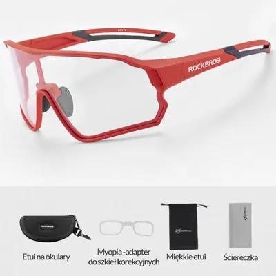 Zdjęcie produktu dla Okulary rowerowe / sportowe fotochrom ROCKBROS UV400 (10137) czerwone