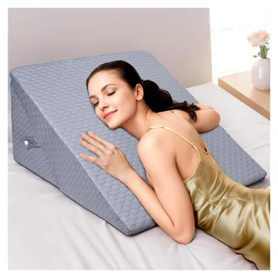 Produktbild von Verstellbares Keilkissen aus Hochdichteschaum für Bett und Sofa, Ergonomisches Kopfkissen für Reflux und Schlafapnoe, Beinkissen - Ideal als Rückenkissen beim Spielen und Lesen (Grau)