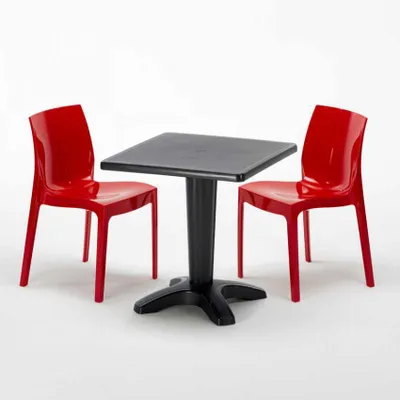 Produktbild von Schwarz Quadratisch Tisch und 2 Stühle Farbiges Polypropylen-Innenmastenset Grand Soleil Ice Aia - Rot