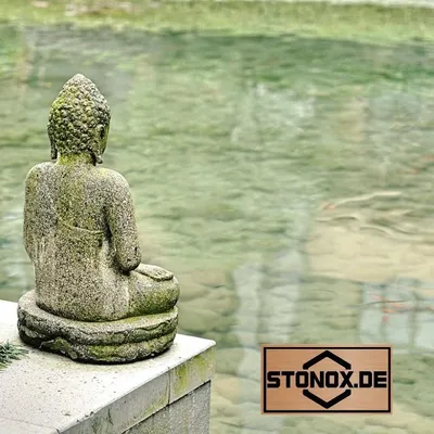 Immagine prodotto di Stonox Buddha statua Kolkax Anjali Mudra pietra colata resistente al gelo 78x107x150 cm