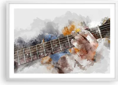 Produktbild von Gerahmtes Poster - Weißer Rahmen - Gitarre Musik - 70x50 cm - Wand Bild - Wanddeko - Wandbilder - Kunstposter - Wandposter - Bilderrahmen - Bilder - Kunstdruck - Wandbild - P2WAA70x50-3448