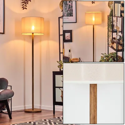 Produktbild von Schiavonea moderne Stehlampe aus Holz/Stoff in Naturfarben/Beige/Weiß Höhe 165 cm
