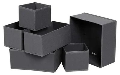 Produktbild von Schubladen-Organizer, 6er-Set – Unterwäsche-Aufbewahrungsboxen – Grau – 28 x 28 x 13 cm