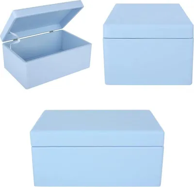 Immagine prodotto di Creative Deco Grande Blu Scatola in Legno Porta Oggetti | 30 x 20 x 14 cm con Coperchio | Contenitore per Decorare Cassetta Attrezzi, Portagiochi