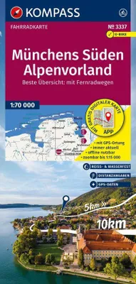 Immagine prodotto di Carta ciclistica KOMPASS 3337 Monaco di Baviera Sud, Prealpi 1:70.000