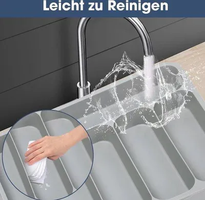 Immagine prodotto di Organizer per cassetti Griese per vani di carico - Supporto per cassetti portaposate da avvitare - 6 scomparti - Grigio