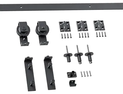 Produktbild von Falttür-Beschlagset - Schiebetürschiene 91,4 cm - Seitenmontage - Einfache Montage - Für Holzarbeiten - Lager, Hof, Wohnung