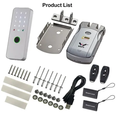 Obrázok produktu pre Neviditeľný zámok dverí – Elektronický zámok s rozpoznávaním odtlačku prsta a číselným kódom – Montáž pomocou vŕtania – Bez kľúča – Diaľkové ovládanie a karty