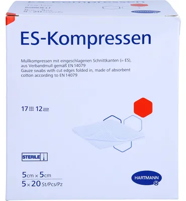 Image de Compresses ES stériles 5x5cm, paquet de 12, 100 pcs