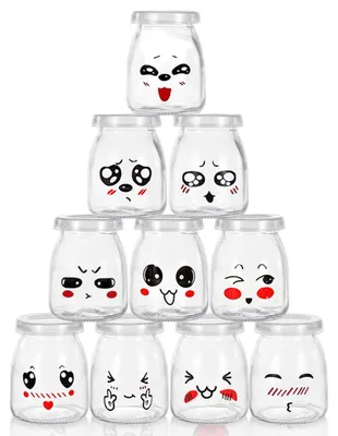 Produktbild von Joghurtgläser mit Deckel - 10er Set Dessertgläser aus Glas - Für Joghurt, Nachtisch, Pudding und Marmelade - 100ml