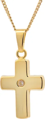 Produktbild von Gold Anhänger Kreuz Zirkonia mit Goldkette  333-8 Karat Gold 42 cm