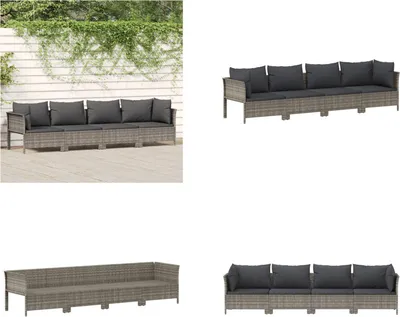 Produktbild von vidaXL 4 tlg. Garten Lounge Set mit Kissen Grau Poly Rattan - Garten Lounge Set - Garten Lounge Sets - Lounge Set - Gartenmöbel Set