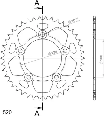 Immagine prodotto di In Alluminio Passo 520 - Z 36 Denti (Dis.51613)
