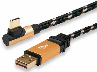 Zdjęcie produktu dla ROLINE 11.02.9060, 0,8 m, USB A, USB C, USB 2.0, 0,48 Gbit/s, Czarny, Złoto