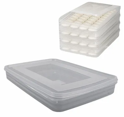 Produktbild von Knödelbehälter mit großem Fassungsvermögen – Luftdichte Knödelbox für den Kühlschrank – Stapelbar – Spülmaschinenfest – Kunststoff – Leichtgewicht (120 g) – Kühlschrankbehälter