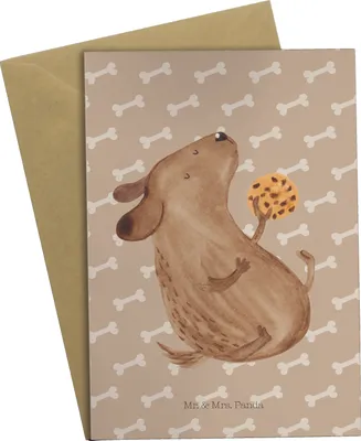 Produktbild von Mr. & Mrs. Panda babykarte Hund Keks - Hundeglück - Geschenk, Grußkarten, einladungskarten, Hungrig, valentinstagskarte, weihnachtskarten, Hundeleckerli, hochzeitskarten