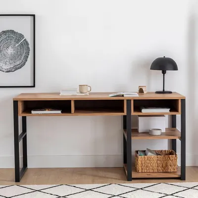 Immagine prodotto di Taceno - Scrivania, 150x58x76h cm Marrone Rovere Nodi, 5 Ripiani