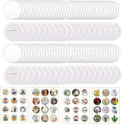 Productafbeelding van Badge Maker Onderdelen - DIY Knop Set - Bedrukte Buttons Maken - 48 Delige Set - 55mm Diameter - Wit
