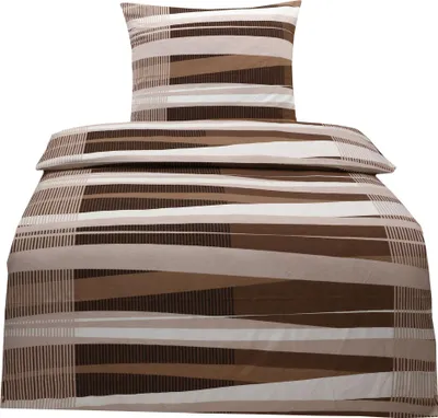 Produktbild von JACK Biber Bettwäsche 2 tlg. 135x200cm Streifenwelt Braun Creme