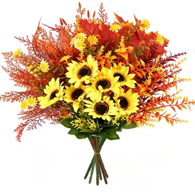 7er-Set Herbst-Kunstblumen, künstliche Blumen, 36-38 cm