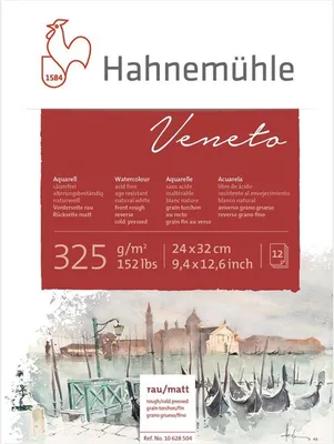 Produktbild von Hahnemühle Veneto Aquarellblock - 325 g/m² - 24 x 32 cm - 12 Blatt