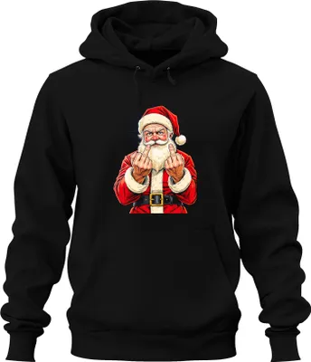 Obrázek produktu pro Uni mikina s kapucí Cheeky Father Christmas Middle Finger Sarcastic Funny Gift, černá, M