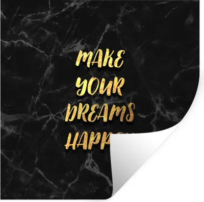 Produktbild von MuchoWow® Wandtattoo Wandsticker Wandaufkleber Zitate - Traum - Gold - Marmor 80x80 cm Selbstklebend und Repositionierbar - Wierderverwendbar - Selbstklebend