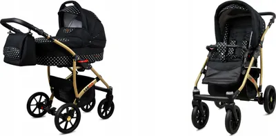 Produktbild von BabyLux® Largo | 2in1 Kinderwagen Set | White Dots | Kombikinderwagen | Kinderwagenset | Buggy +