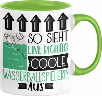 Produktbild von Wasserballspielerin Geschenk Tasse Geschenkidee für Wasserballspielerin Geburtstag Weihnachten Spruch So Sieht Eine Richtig Coole Wasserballspielerin Aus Kaffee-Becher  (Grün)