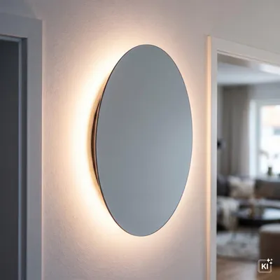 Immagine prodotto di Lampada da parete a LED metallo vetro D: 39 cm specchio rotondo grigio luce bianca calda 3000 K 90 lm Moderno, Immagine generata dall'IA