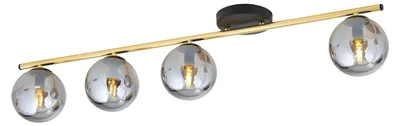Produktbild von Pendelleuchte Monza aus Stahl in Gold und Schwarz mit Glaskugeln