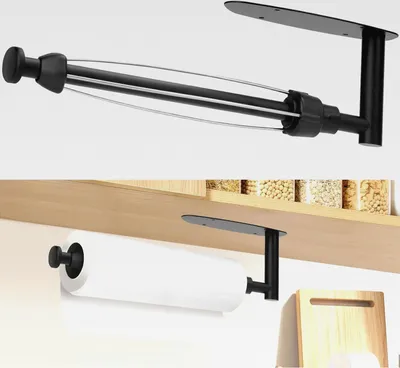 Produktbild von Küchenrollenhalter Mit Dämpfungseffekt, Küchenrollenhalter ohne Bohren, Papierrollenhalter Selbstklebend, Wand Küchenpapierhalter für Küche Badezimmer, Rollenhalter Zum Einhändig Abreißen