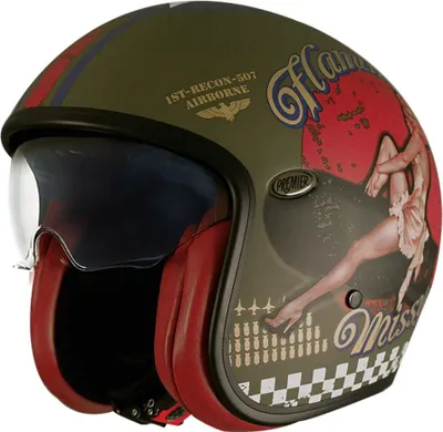 Immagine prodotto di Premier Helmets 23 Vintage Pin Up Military Bm 22.06 Jet Helmet Verde S Verde S