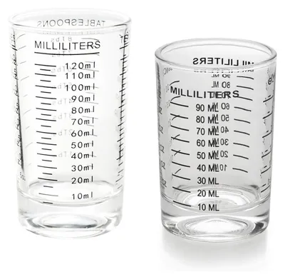Productafbeelding van Set van 2 maatbekers, 90 ml en 120 ml, van zwart glas