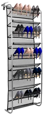 Immagine prodotto di Scaffale per scarpe, 10 ripiani, in metallo, da appendere alla porta, salvaspazio