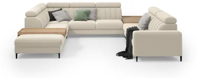 Produktbild von Wohnlandschaft Wohl U - Beige, mit Schlaffunktion, Bettkasten