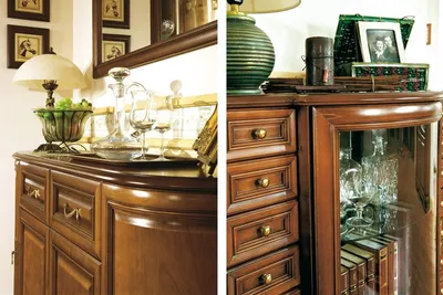 Produktbild von Braune Kommode Antik Stil Sideboard Anrichten Kommoden Holz Schrank