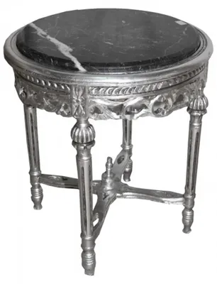 Produktbild von Barock Beistelltisch Rund Silber  ModY14  53 x 47 cm Antik Stil