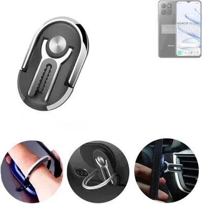 Produktbild von K-S-Trade 3in1 Smartphone-Ring Handy-Ring kompatibel mit Honor 70 Lite Fingerhalterung  Handyring Tischständer Lüftungsgitter-Halterung Tisch