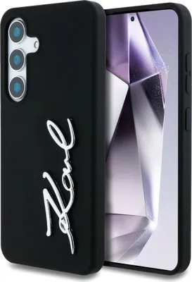 Immagine prodotto di Karl Lagerfeld Silicone Metal Signature Logo Custodia per Samsung Galaxy S25 Nero