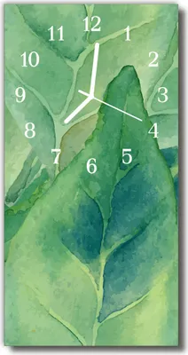 Produktbild von Tulup Glasuhr Wanduhr Küchenuhr Echt-Glas 30x60 Blätter Grün